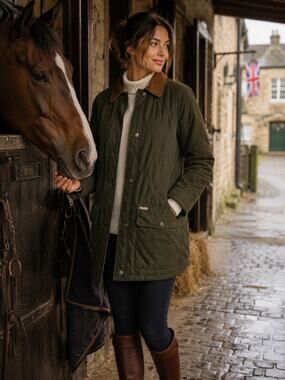 Lauren Ralph Lauren Vintage Quilted Chore Coat Barn Utility Equestrian Size M